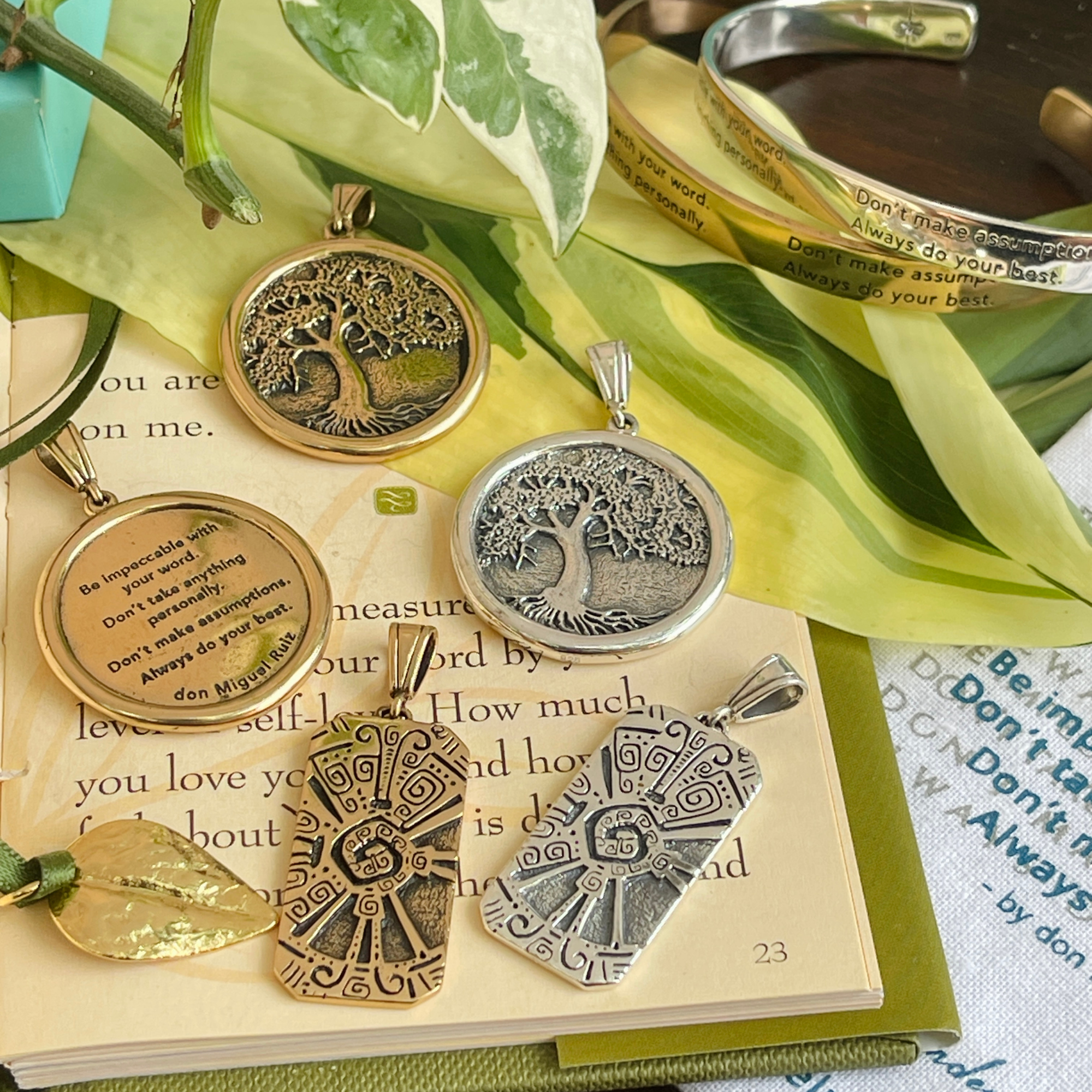 Jewelry Evolution Necklace The Four Agreements Tree of Life Medallion