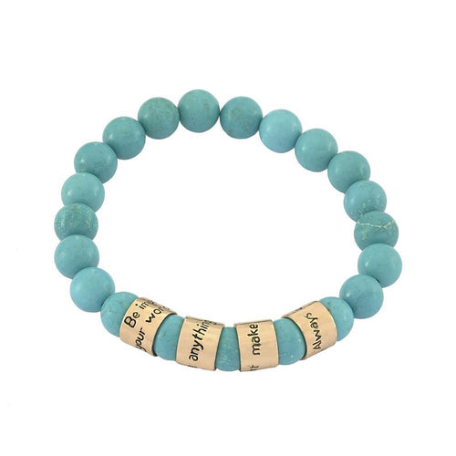 Jewelry Evolution8 Bracelet Brass The Four Agreements Turquoise Beaded Bracelet