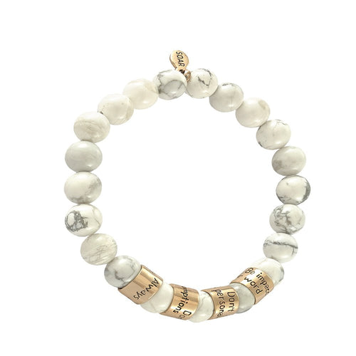 Jewelry Evolution8 Bracelet Bronze The Four Agreements Howlite Beaded Bracelet