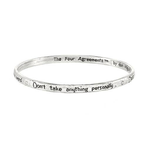 Jewelry Evolution8 Bracelet Small / Sterling Silver The Four Agreements Bangle