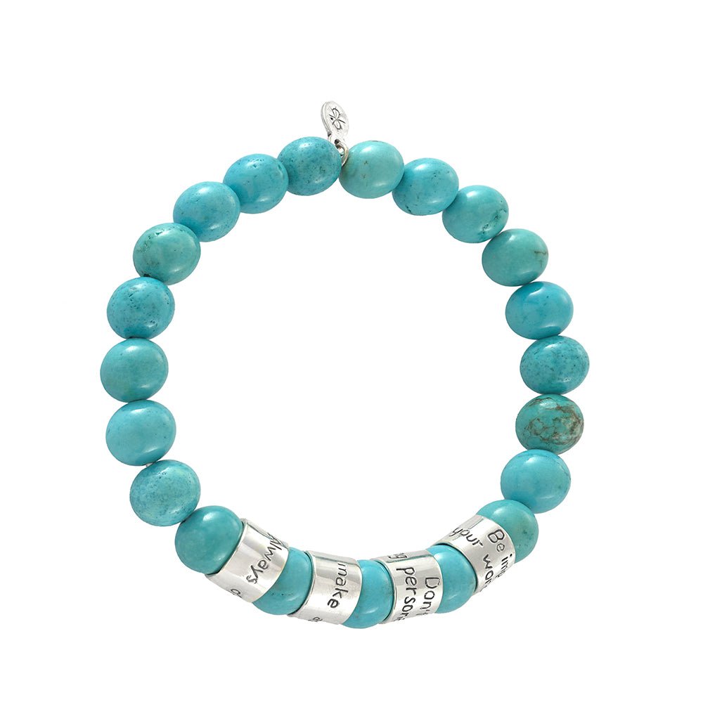 Jewelry Evolution8 Bracelet Sterling Silver The Four Agreements Turquoise Beaded Bracelet