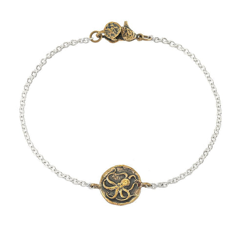 Melamun Bracelet Solid Bronze Coin Octopus Creativity Journey Talisman Bracelet