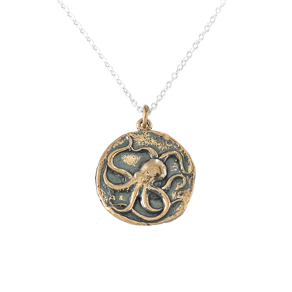 Melamun Necklace Bronze Coin Octopus Creativity Journey Talisman Necklace
