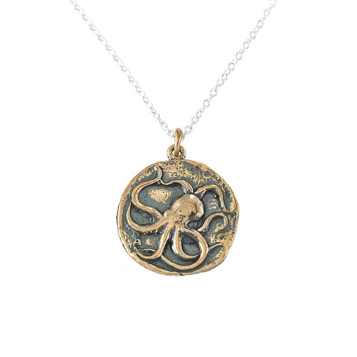 Melamun Necklace Bronze Coin Octopus Creativity Journey Talisman Necklace