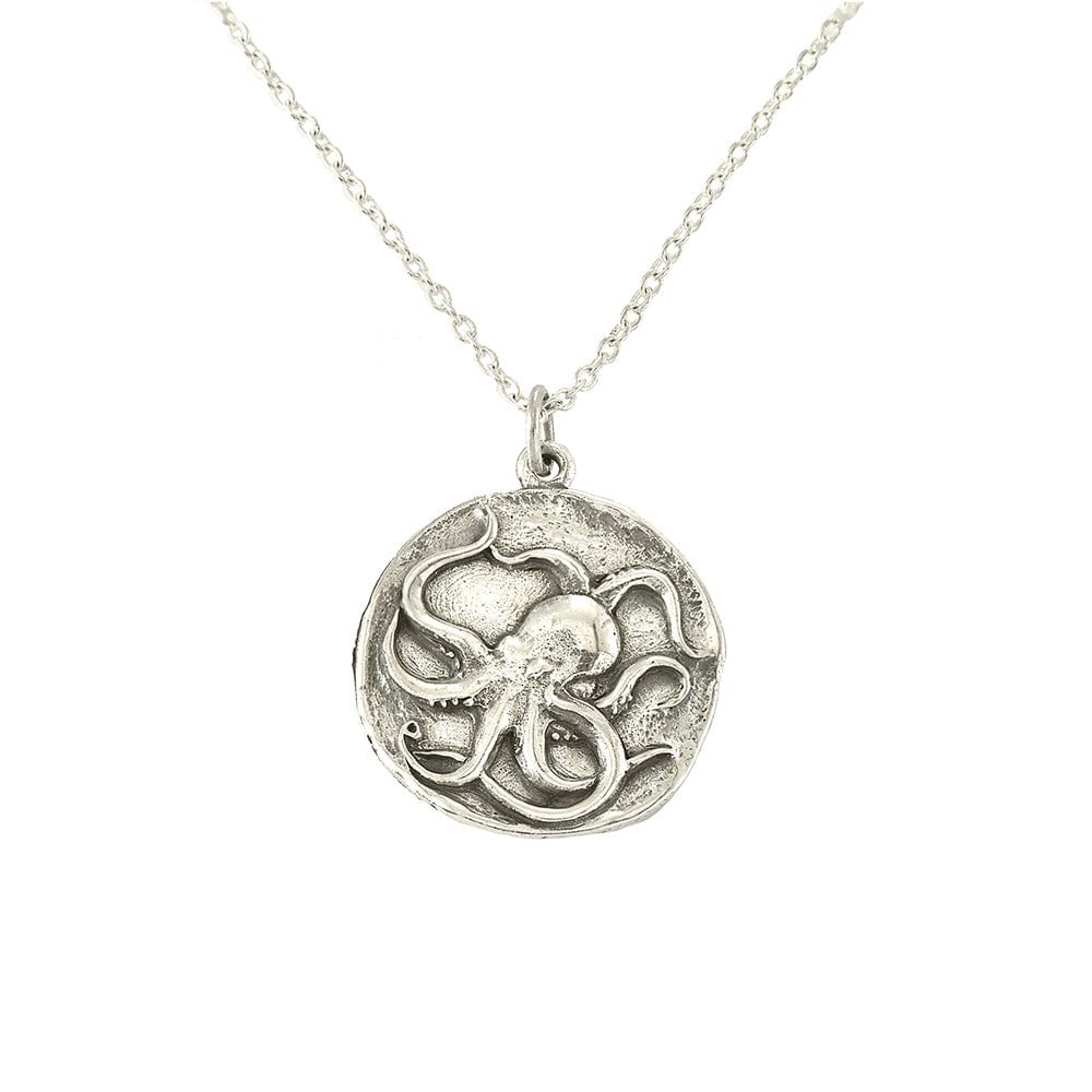 Melamun Necklace Sterling Silver Coin Octopus Creativity Journey Talisman Necklace